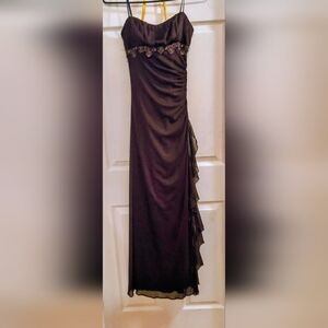 Vintage City Trianglew Chico Elegant Brown Beaded Evening Gown S